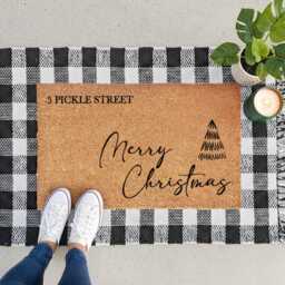 Personalized Merry Christmas Doormat - Custom Street Name Welcome Mat Holiday Front Door D??cor Festive Housewarming Gift - thumbnail 2