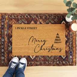 Personalized Merry Christmas Doormat - Custom Street Name Welcome Mat Holiday Front Door D??cor Festive Housewarming Gift - thumbnail 3