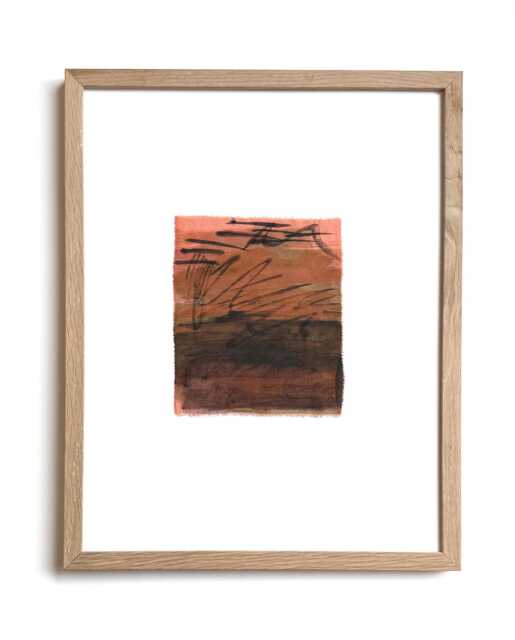 "Botanical Dye Painting On Silk Abstract Sunset Textile Artwork, Framed 11x14 - ""Radiation Ii" - image 1