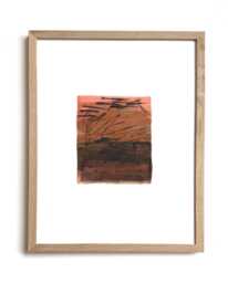 "Botanical Dye Painting On Silk Abstract Sunset Textile Artwork, Framed 11x14 - ""Radiation Ii" - thumbnail 1