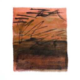 "Botanical Dye Painting On Silk Abstract Sunset Textile Artwork, Framed 11x14 - ""Radiation Ii" - thumbnail 3