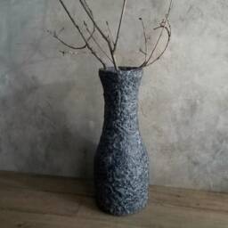 Textured Paper Mache Vase Rustic Wabi Sabi Home Decor - thumbnail 2