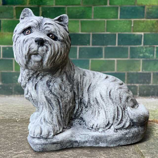 Concrete Westie Dog Statue Outdoor Terrier Sculpture Stone Puppy Lawn Ornament Memorial Pet Garden Decor Handmade Figure Cement Art - image 1