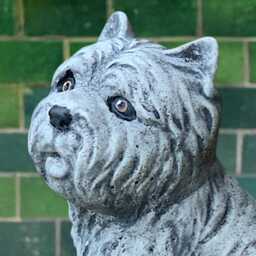 Concrete Westie Dog Statue Outdoor Terrier Sculpture Stone Puppy Lawn Ornament Memorial Pet Garden Decor Handmade Figure Cement Art - thumbnail 2