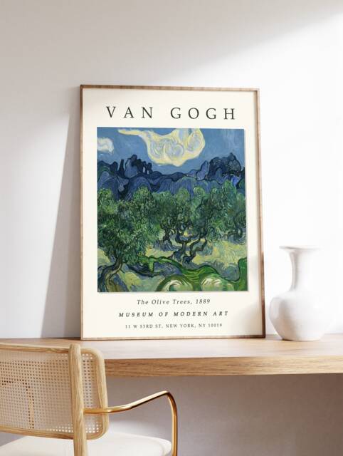 Van Gogh Exhibition Poster, The Olive Trees, Art Print, Floral Wall Art, Garden Gift, A1/A2/A3/A4 - image 1