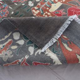 6x8 Animal Hunting Area Rug, Dark Brown Afghan Nomadic Pictorial Handmade Wool Gabbeh One Of A Kind Rugs For Living Room - thumbnail 4
