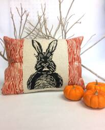 Woodland Rabbit Print Pillow Rustic Cabin Decor, 12x16 Lumbar