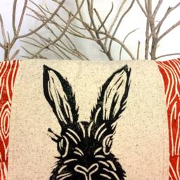 Woodland Rabbit Print Pillow Rustic Cabin Decor, 12x16 Lumbar - thumbnail 3