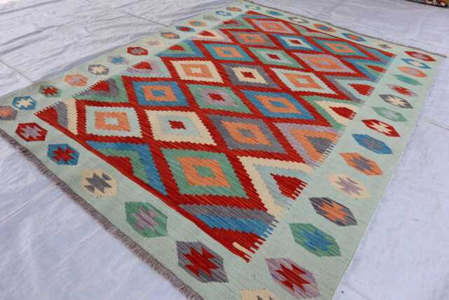 5x7 Ft Afghan Maimana Rug, New Tribal Rug, Flatweave Kilim Oriental Turkmen Vintage Rug For Bedroom, Livingroom - image 1
