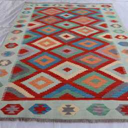 5x7 Ft Afghan Maimana Rug, New Tribal Rug, Flatweave Kilim Oriental Turkmen Vintage Rug For Bedroom, Livingroom - thumbnail 2