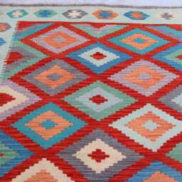 5x7 Ft Afghan Maimana Rug, New Tribal Rug, Flatweave Kilim Oriental Turkmen Vintage Rug For Bedroom, Livingroom - thumbnail 3