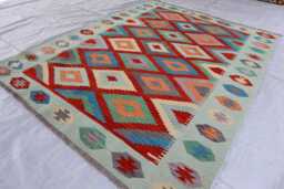 5x7 Ft Afghan Maimana Rug, New Tribal Rug, Flatweave Kilim Oriental Turkmen Vintage Rug For Bedroom, Livingroom - thumbnail 1