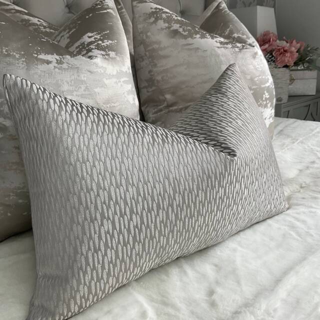 Astrid Luxury Cushion Pillow Cover Grey/Silver Shimmer For Sofa Bed Designer Fabric High Quality Handmade in UK Ashley Wilde - image 1