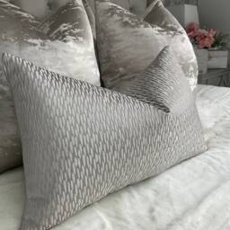 Astrid Luxury Cushion Pillow Cover Grey/Silver Shimmer For Sofa Bed Designer Fabric High Quality Handmade in UK Ashley Wilde - thumbnail 1