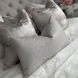 Astrid Luxury Cushion Pillow Cover Grey/Silver Shimmer For Sofa Bed Designer Fabric High Quality Handmade in UK Ashley Wilde - thumbnail 3