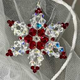 Crystal Candy Cane, Star, Wreath Ornament Handmade Christmas Tree Decoration - thumbnail 2
