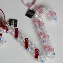 Crystal Candy Cane, Star, Wreath Ornament Handmade Christmas Tree Decoration - thumbnail 3