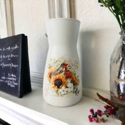Sunflower Robin Vase, Gifts, Decorations, Home Decor, Vase - thumbnail 1