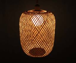 Bamboo Pendant Light Waist Drum Kitchen Island Lighting - thumbnail 1