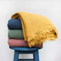 Soft Cotton Muslin Throw Blanket - Four Layers 2nd Anniversary Gift Sofa Bath Towel -Personalised Christmas - thumbnail 1