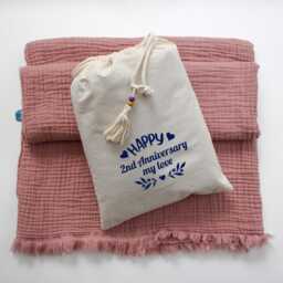 Soft Cotton Muslin Throw Blanket - Four Layers 2nd Anniversary Gift Sofa Bath Towel -Personalised Christmas - thumbnail 2