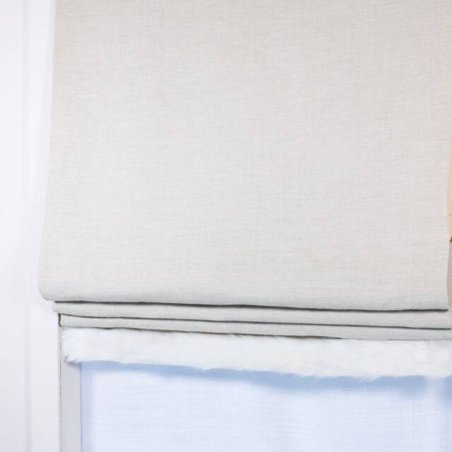 Natural Color Linen Flat Relaxed Roman Shade With White Fur, Cl1010 - image 1