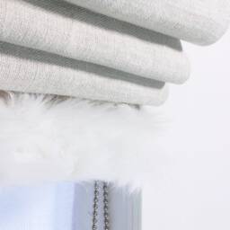 Natural Color Linen Flat Relaxed Roman Shade With White Fur, Cl1010 - thumbnail 2