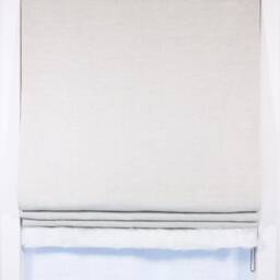 Natural Color Linen Flat Relaxed Roman Shade With White Fur, Cl1010 - thumbnail 3