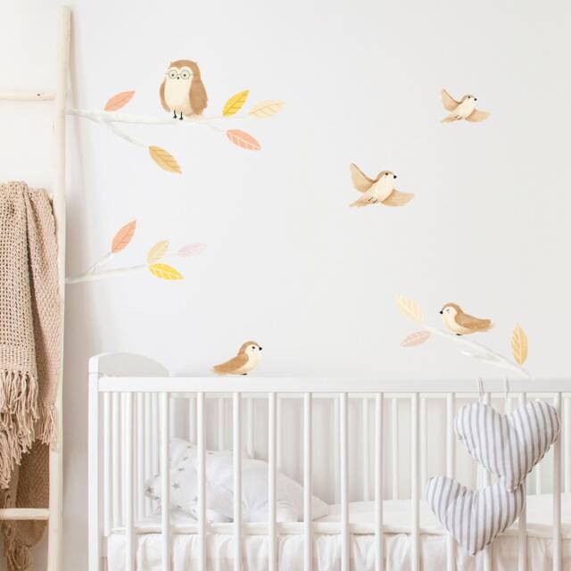 Woodland Birds Wall Decals - Plastic-Free Wall Stickers For Kids Rooms - image 1
