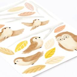 Woodland Birds Wall Decals - Plastic-Free Wall Stickers For Kids Rooms - thumbnail 3