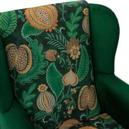 Green Velvet Wingback Armchair Botanical Fireside Accent Chair - thumbnail 3
