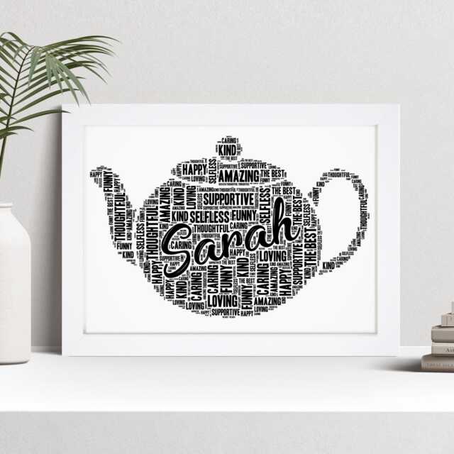 Personalised Teapot Print - Tea Lover Word Wall Art Birthday Gift For Her, Women - image 1