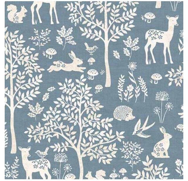 Woodland Mini Crib Sheet Neutral Blue Fitted Cotton Bedding - image 1