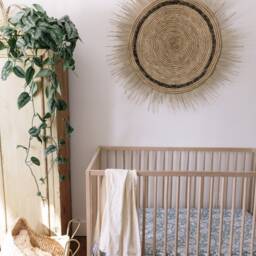 Woodland Mini Crib Sheet Neutral Blue Fitted Cotton Bedding - thumbnail 2