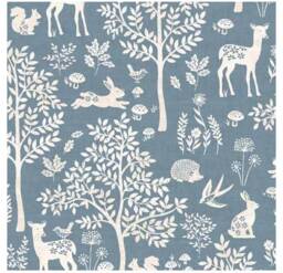 Woodland Mini Crib Sheet Neutral Blue Fitted Cotton Bedding