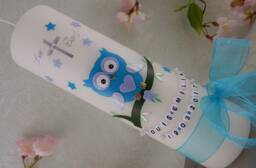Baptism Candle - Christening Candle Owl Baptism Personalised Candles Gifts - thumbnail 1