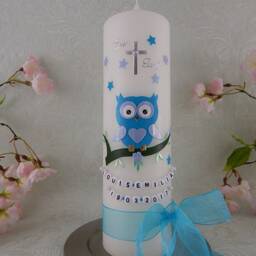 Baptism Candle - Christening Candle Owl Baptism Personalised Candles Gifts - thumbnail 2