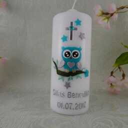 Baptism Candle - Christening Candle Owl Baptism Personalised Candles Gifts - thumbnail 3