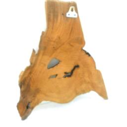 "Natural Teak Wood Carving Sitting Elephant Art Home Decor Wall Hanging Wooden Hand Carved/Gift 17"" X 12.75" - thumbnail 4
