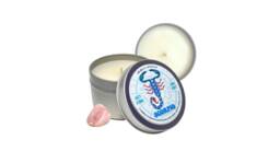 Scorpio Zodiac Candle Rose Quartz Crystal Infused, Leather Scent