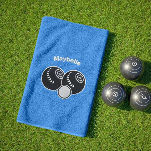 Personalised Lawn Bowls Towel - Custom Embroidered Name Or Text Gift For Bowlers Soft Cotton Sports - image 1