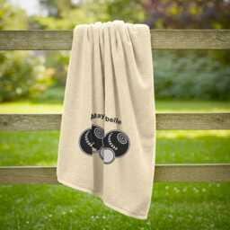 Personalised Lawn Bowls Towel - Custom Embroidered Name Or Text Gift For Bowlers Soft Cotton Sports - thumbnail 2