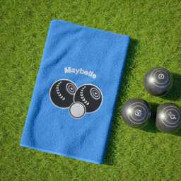 Personalised Lawn Bowls Towel - Custom Embroidered Name Or Text Gift For Bowlers Soft Cotton Sports