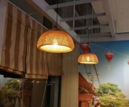 Natural Bamboo Pendant Light - Hat-Shaped Rustic Chandelier