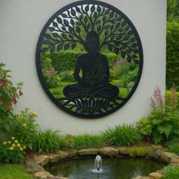 Handmade 60cm Black Metal Wall Plaque With Acrylic Mirror, Colourful Metal, Garden/Indoor Art Powder Coated Steel - thumbnail 3