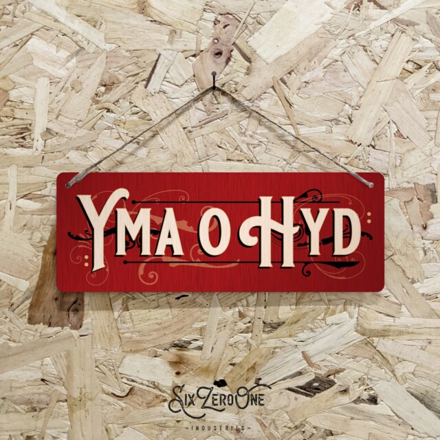 Yma O Hyd Metal Sign Horizontal - Vintage Look Print Welsh Wales Cymru Bar Pub Cheers Celtic Silver/White - image 1