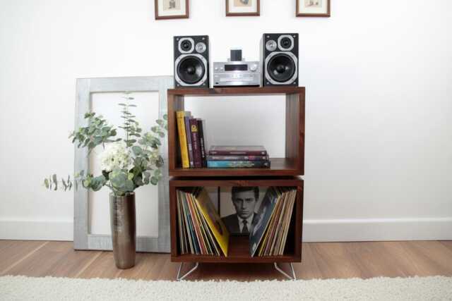 Handmade Solid Wood Record Player Stand Vinyl Storage Furniture - image 1