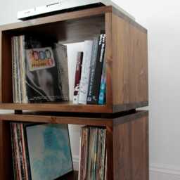 Handmade Solid Wood Record Player Stand Vinyl Storage Furniture - thumbnail 2