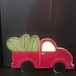 Vintage Red Truck With Watermelon in The Back - thumbnail 1