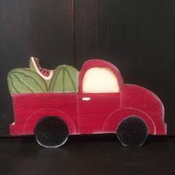 Vintage Red Truck With Watermelon in The Back - thumbnail 2